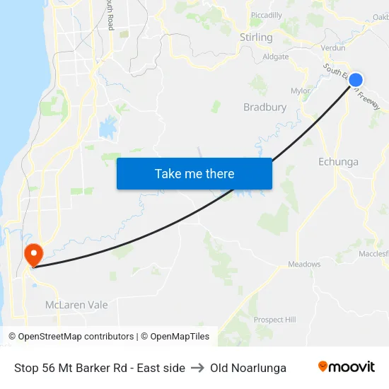 Stop 56 Mt Barker Rd - East side to Old Noarlunga map