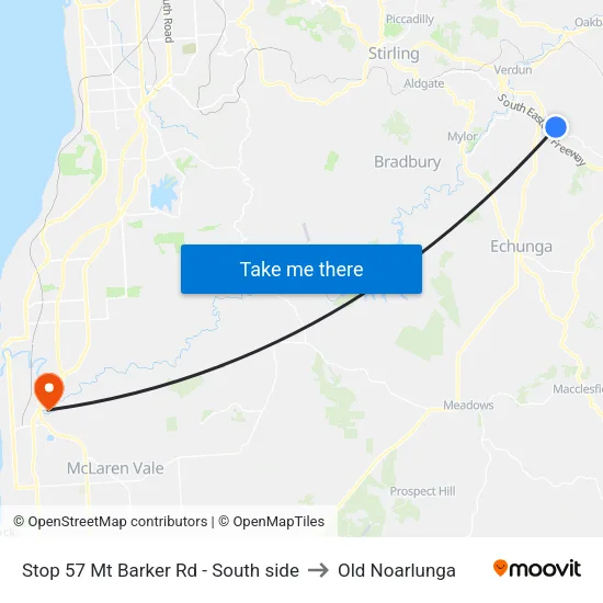 Stop 57 Mt Barker Rd - South side to Old Noarlunga map