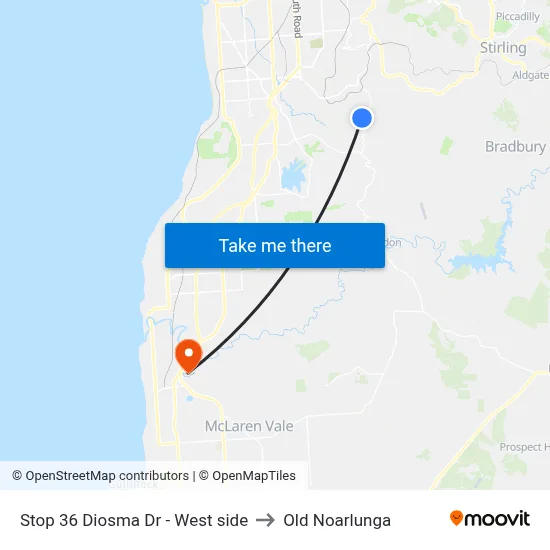Stop 36 Diosma Dr - West side to Old Noarlunga map