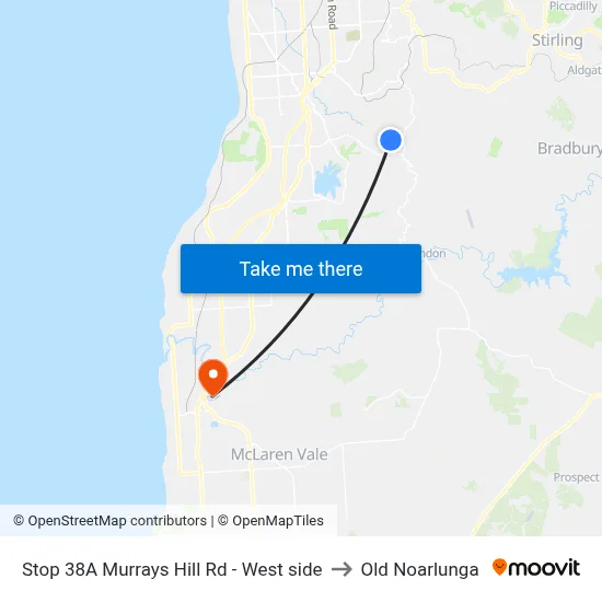 Stop 38A Murrays Hill Rd - West side to Old Noarlunga map