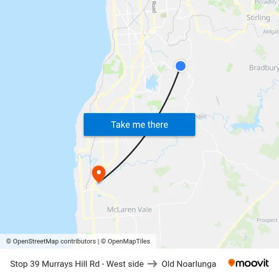 Stop 39 Murrays Hill Rd - West side to Old Noarlunga map
