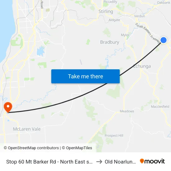 Stop 60 Mt Barker Rd - North East side to Old Noarlunga map