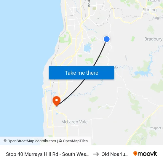 Stop 40 Murrays Hill Rd - South West side to Old Noarlunga map