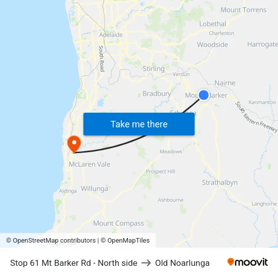 Stop 61 Mt Barker Rd - North side to Old Noarlunga map