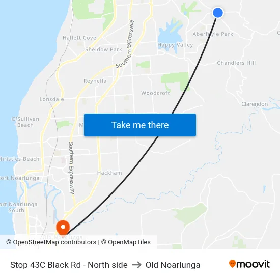 Stop 43C Black Rd - North side to Old Noarlunga map