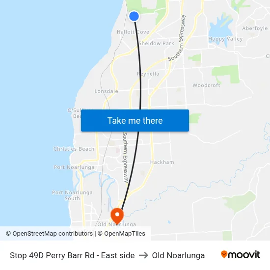 Stop 49D Perry Barr Rd - East side to Old Noarlunga map