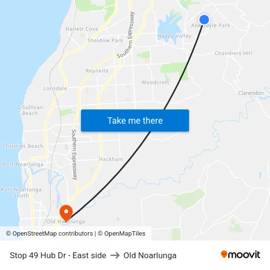 Stop 49 Hub Dr - East side to Old Noarlunga map