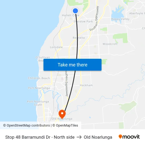Stop 48 Barramundi Dr - North side to Old Noarlunga map