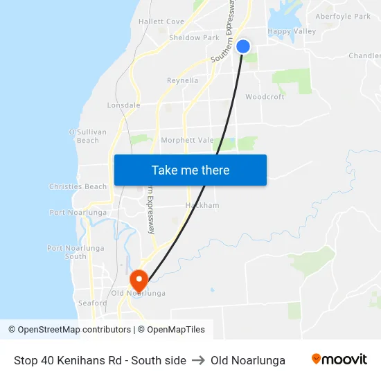 Stop 40 Kenihans Rd - South side to Old Noarlunga map