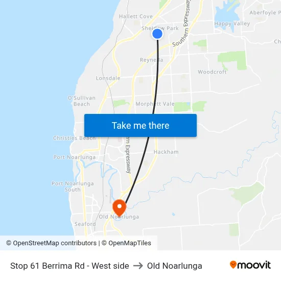Stop 61 Berrima Rd - West side to Old Noarlunga map