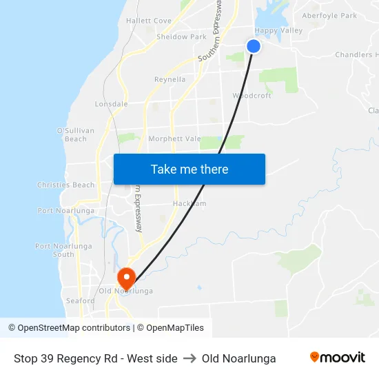 Stop 39 Regency Rd - West side to Old Noarlunga map