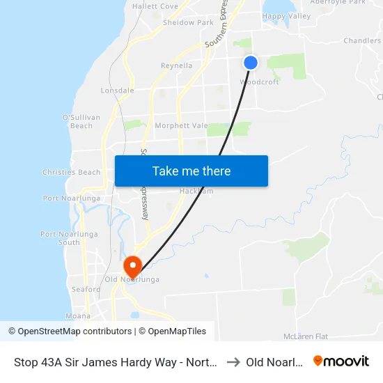 Stop 43A Sir James Hardy Way - North East side to Old Noarlunga map