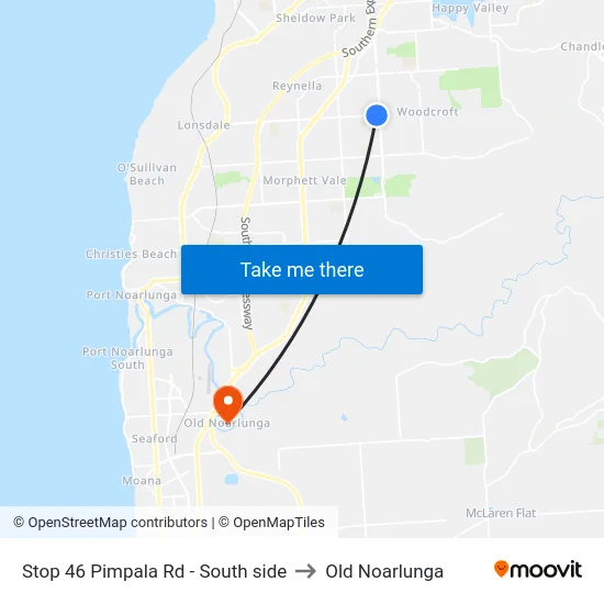 Stop 46 Pimpala Rd - South side to Old Noarlunga map