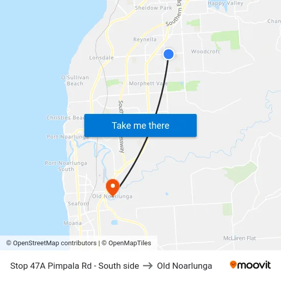 Stop 47A Pimpala Rd - South side to Old Noarlunga map
