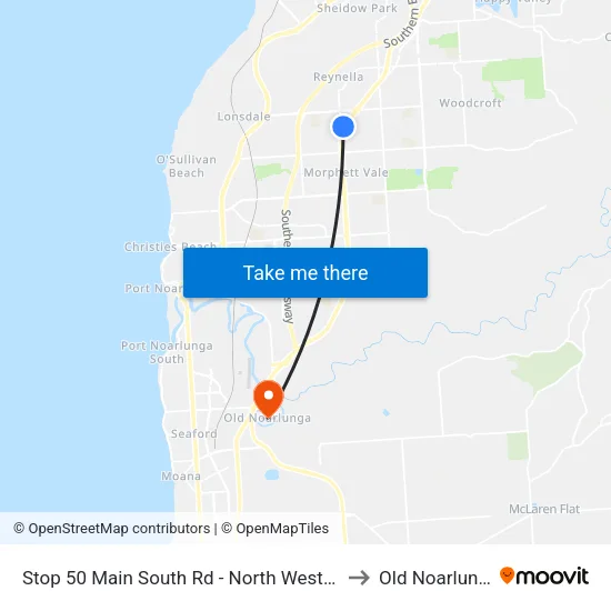 Stop 50 Main South Rd - North West side to Old Noarlunga map
