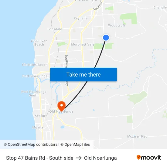 Stop 47 Bains Rd - South side to Old Noarlunga map