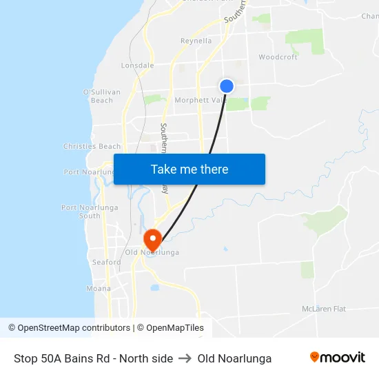 Stop 50A Bains Rd - North side to Old Noarlunga map