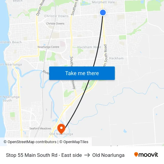 Stop 55 Main South Rd - East side to Old Noarlunga map