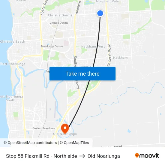 Stop 58 Flaxmill Rd - North side to Old Noarlunga map