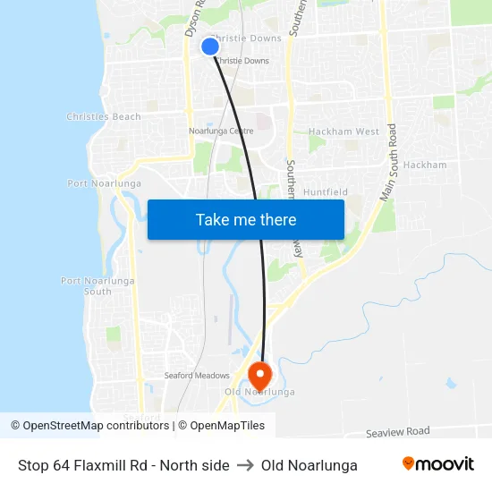 Stop 64 Flaxmill Rd - North side to Old Noarlunga map