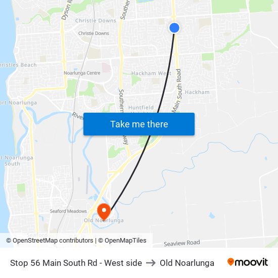 Stop 56 Main South Rd - West side to Old Noarlunga map