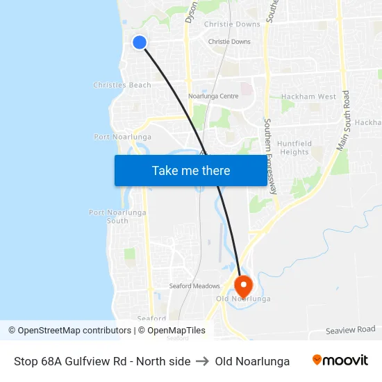 Stop 68A Gulfview Rd - North side to Old Noarlunga map