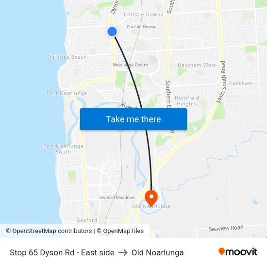Stop 65 Dyson Rd - East side to Old Noarlunga map