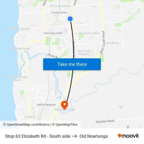 Stop 63 Elizabeth Rd - South side to Old Noarlunga map