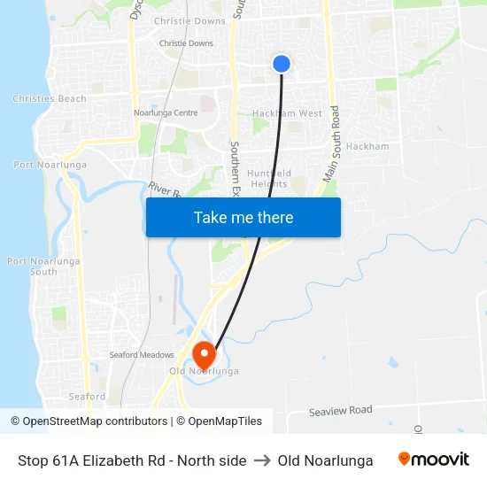 Stop 61A Elizabeth Rd - North side to Old Noarlunga map