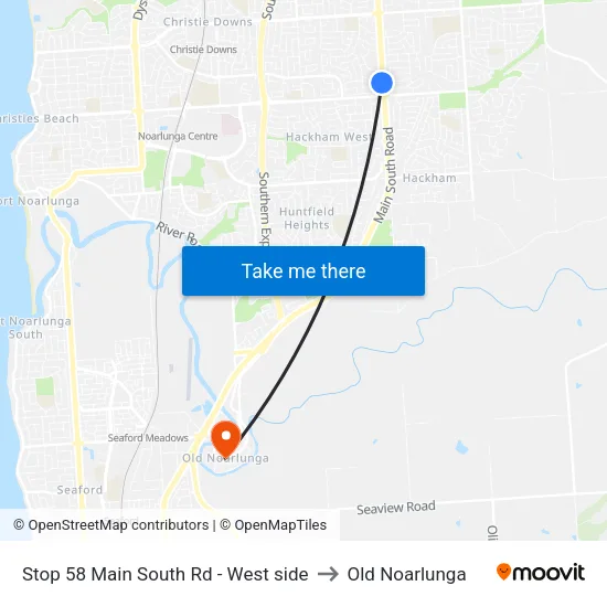 Stop 58 Main South Rd - West side to Old Noarlunga map