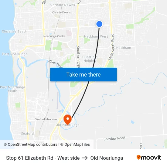 Stop 61 Elizabeth Rd - West side to Old Noarlunga map