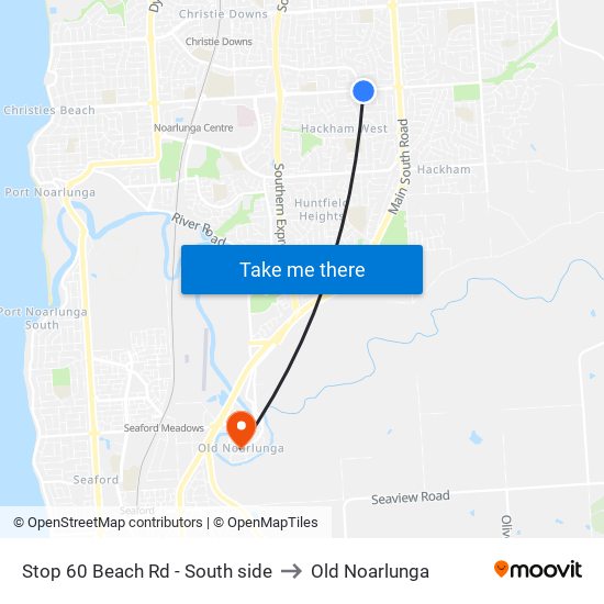 Stop 60 Beach Rd - South side to Old Noarlunga map