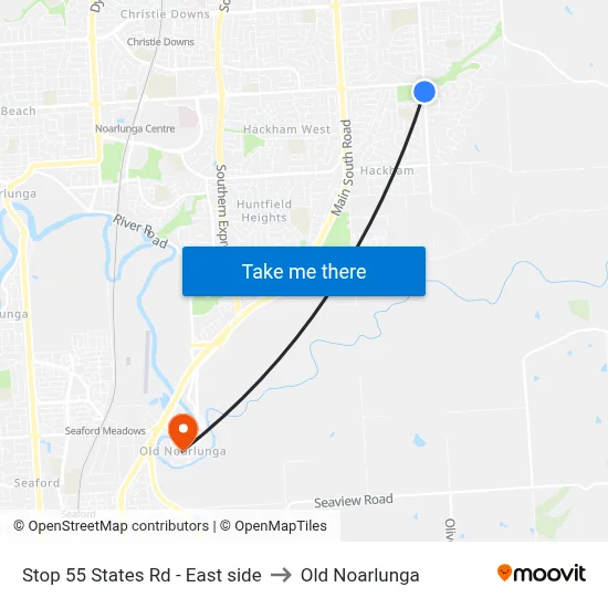 Stop 55 States Rd - East side to Old Noarlunga map