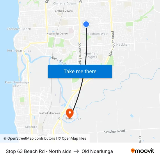 Stop 63 Beach Rd - North side to Old Noarlunga map