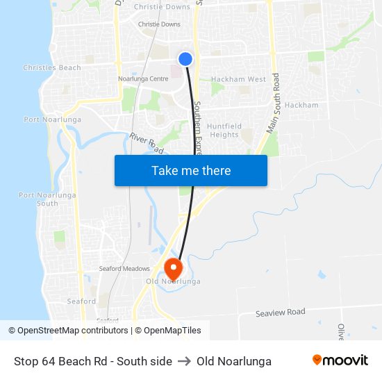 Stop 64 Beach Rd - South side to Old Noarlunga map