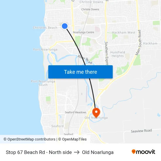 Stop 67 Beach Rd - North side to Old Noarlunga map