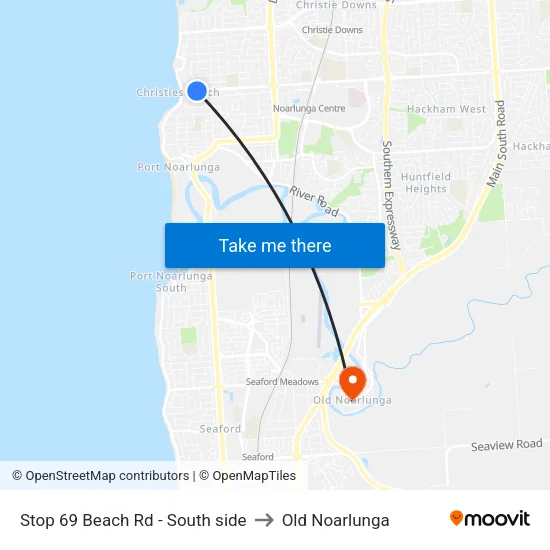 Stop 69 Beach Rd - South side to Old Noarlunga map