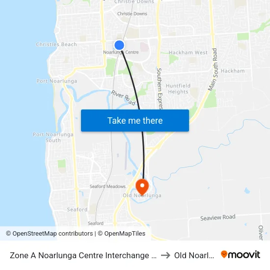Zone A Noarlunga Centre Interchange - West side to Old Noarlunga map
