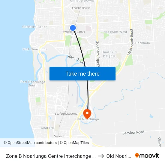 Zone B Noarlunga Centre Interchange - West side to Old Noarlunga map