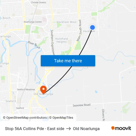 Stop 56A Collins Pde - East side to Old Noarlunga map