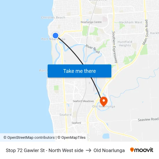 Stop 72 Gawler St - North West side to Old Noarlunga map