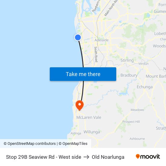 Stop 29B Seaview Rd - West side to Old Noarlunga map