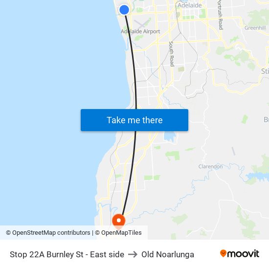 Stop 22A Burnley St - East side to Old Noarlunga map