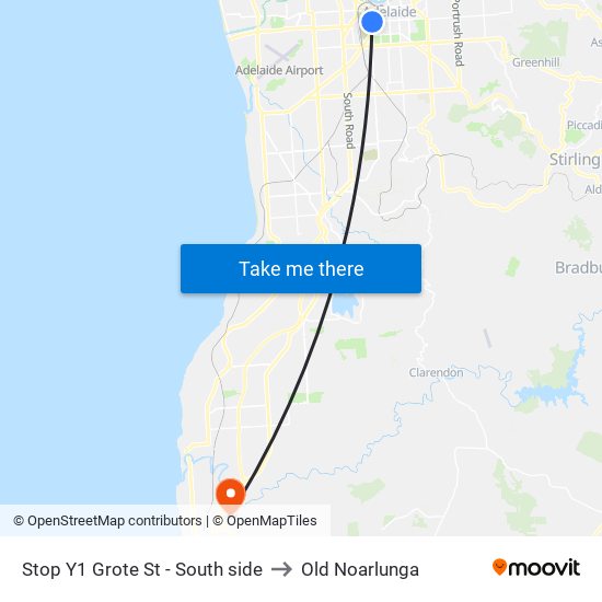 Stop Y1 Grote St - South side to Old Noarlunga map