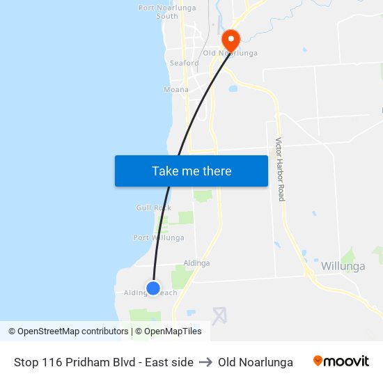 Stop 116 Pridham Blvd - East side to Old Noarlunga map