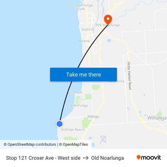 Stop 121 Croser Ave - West side to Old Noarlunga map