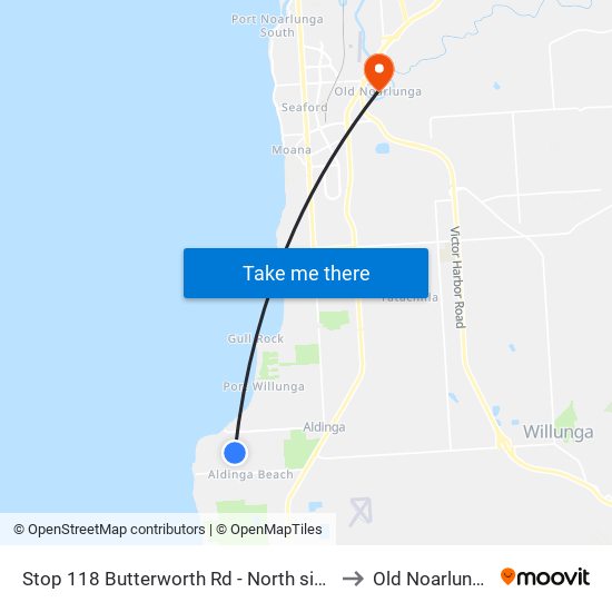 Stop 118 Butterworth Rd - North side to Old Noarlunga map