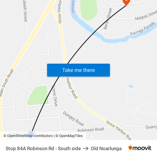 Stop 84A Robinson Rd - South side to Old Noarlunga map