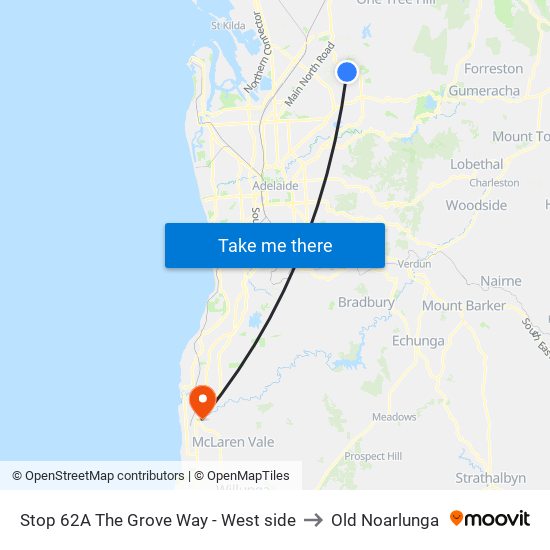 Stop 62A The Grove Way - West side to Old Noarlunga map