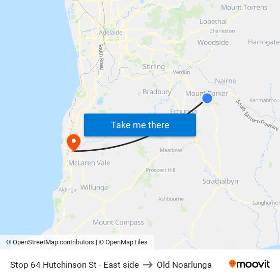 Stop 64 Hutchinson St - East side to Old Noarlunga map